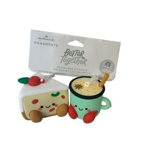 Hallmark‎ Better Together Fruitcake & Eggnog Magnetic Christmas Ornaments NEW
